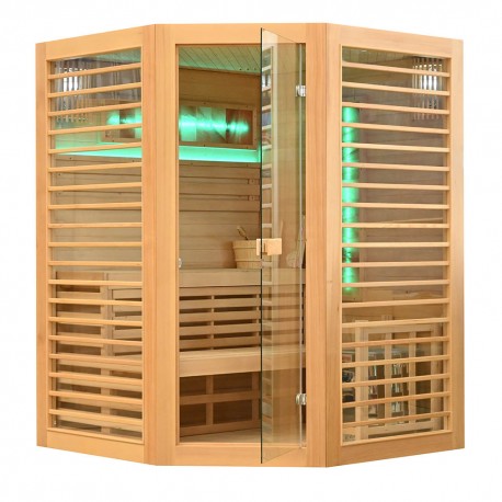 Sauna uscata finlandeza cu panouri de sare himalayan